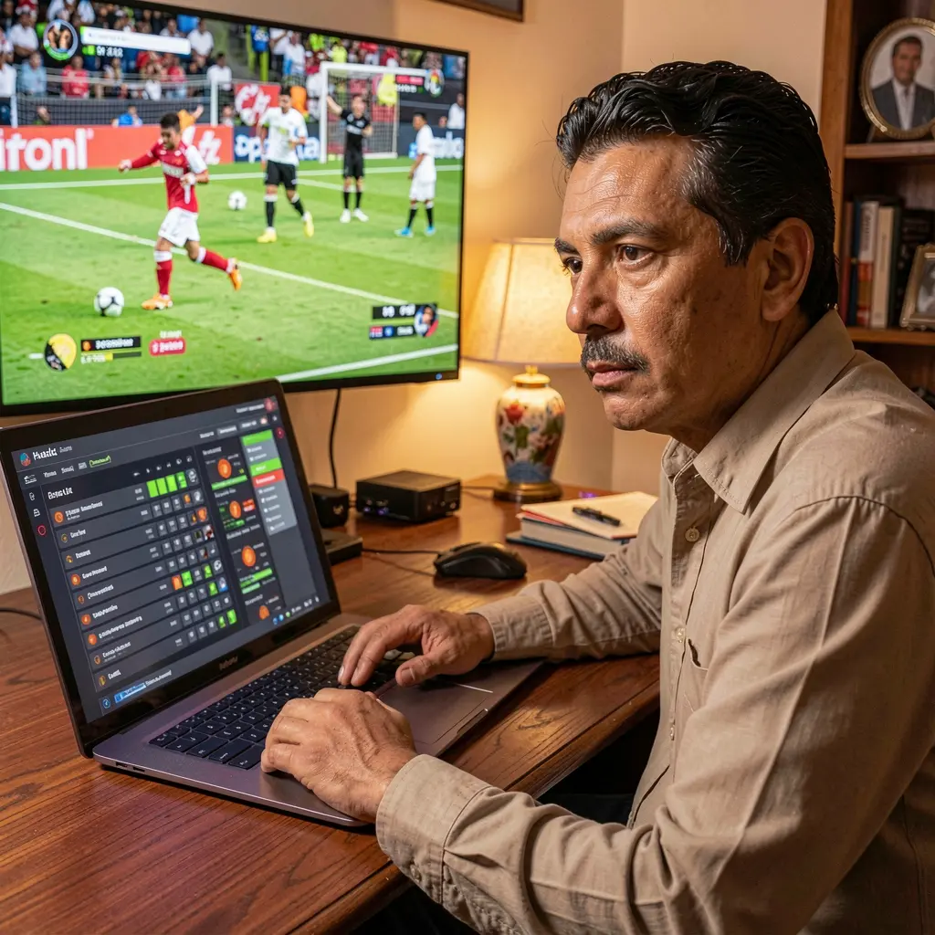 Crupier de casino moderna de pie junto a una vibrante mesa de ruleta con luces brillantes y una pose segura que representa la experiencia premium de casino en vivo en MYVO para jugadores en México MYVO Apuestas – Haz apuestas inteligentes de fútbol en línea con facilidad en México